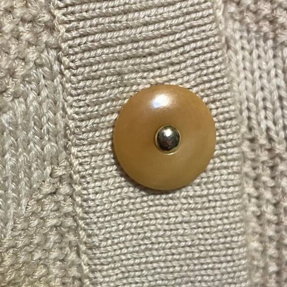 VTG St. John Santana Knit Cardigan Sweater M Cream Gold Buttons Old Money USA - Picture 6 of 9